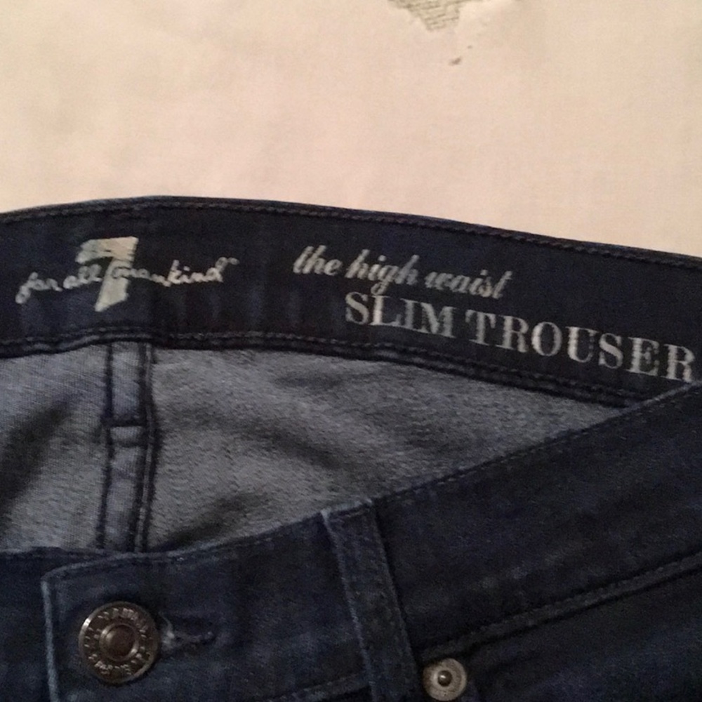 7 For All Mankind. Dark denim. Size 29 High waist Slim Trouser. Flared